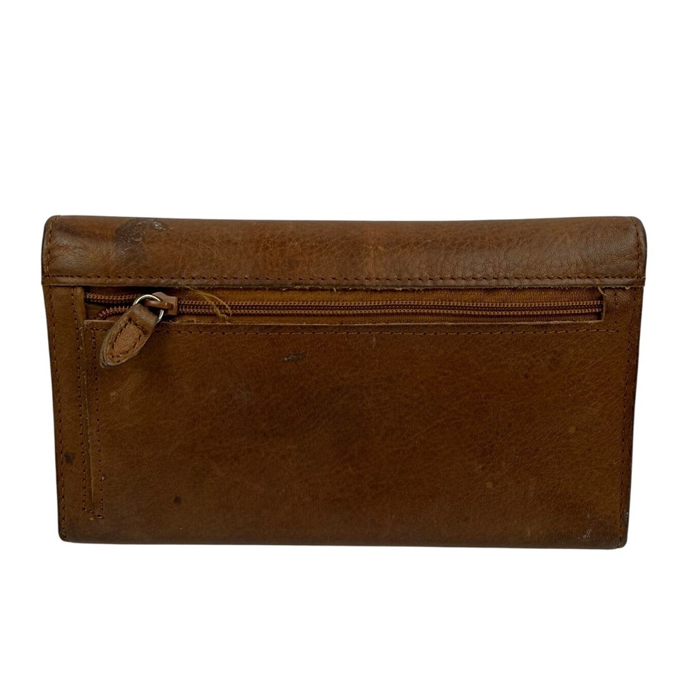 Rolfs Vintage Cognac Brown Leather Trifold Clutch Wallet - Picture 2 of 5